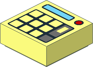 Tile  1 x  1 with Calculator Buttons, Medium Azure Screen and Red Power Button Pattern
