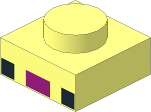 Plate  1 x  1 with  2 Black Squares and Magenta Rectangle Pattern
