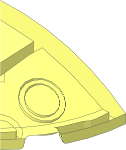 ~Brick  3 x  3 x  1 Quarter Circle with Curved Top without Patternable Surfaces - Half
