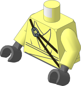 Minifig Torso with Arms and Hands with Ninja Robe with Dark Brown Belts and Scabbard on Back Pattern