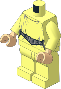 Minifig Body SMART Tag with Arms, Hands and Legs with SW Leia Loose Dress and Belt with 5 Silver Emblems Pattern