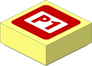Tile  1 x  1 with Red "P1" in White Square on Red Background Sticker