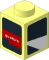 Brick  1 x  1 with Red Stripe with "quattro" White Text on Black Background and White Trapezoid on Black Background Right Stickers