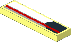 Tile  1 x  4 with Red Line on Black, Grey and White Background Right Sticker