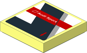 Tile  2 x  2 with "Audi Sport" Logo on Black and White Background Left Sticker