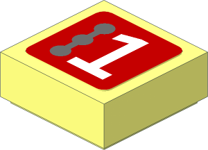 Tile  1 x  1 with White Number 1 and  3 Dark Grey Circles Left on Red Background Sticker