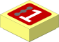 Tile  1 x  1 with White Number 1 and  3 Dark Grey Circles Left on Red Background Sticker