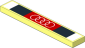 Tile  1 x  6 with Black and White Stripes and White Audi Logo on Red Background Sticker