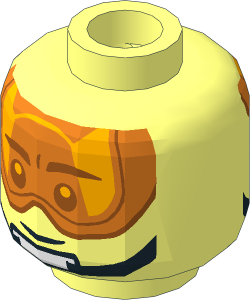 Minifig Head with SW Black Chin Strap and Orange Visor Up/Down 2-Sided Pattern
