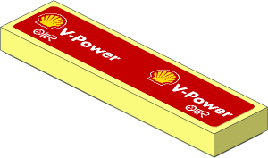 Tile  1 x  4 with Shell and OMR Logos on Red Background Sticker