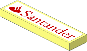 Tile  1 x  4 with Red Santander Logo on White Background Sticker