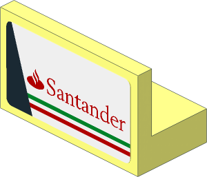 Panel  1 x  2 x  1 with Red Santander Logo and Tricolor Stripe on White Background Right Sticker