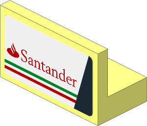 Panel  1 x  2 x  1 with Red Santander Logo and Tricolor Stripe on White Background Left Sticker