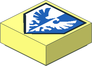 Tile  1 x  1 with Blue and White Falcon on Pentagonal Shield Pattern
