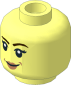 Minifig Head with Dark Brown Eyebrows, Black Eyelashes and Nougat Lips with Smile / Angry 2-Sided Pattern