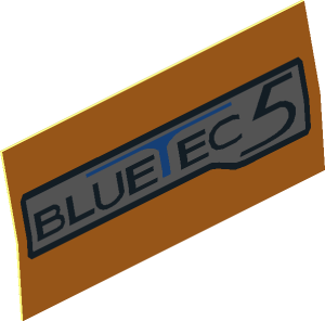 Sticker  0.75 x  1.75 Badge "BLUETEC 5" on Orange (Formed)