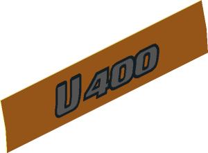 Sticker  0.75 x  3.75 Silver "U400" on Orange (Formed)
