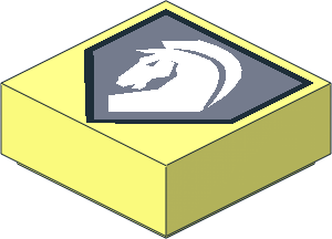 Tile  1 x  1 with White Horse on Pentagonal Shield Pattern