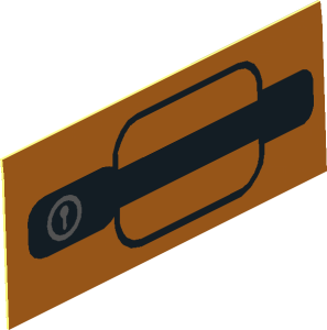 Sticker  0.75 x  1.75 Black Vehicle Door Handle Right on Orange (Formed)