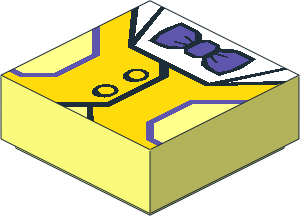Tile  1 x  1 with Yellow Waistcoat, White Shirt and Lilac Bow Tie Pattern