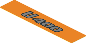 Sticker  0.8 x  3.8 Silver "U400" on Orange