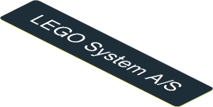 Sticker  0.8 x  3.8 White "LEGO System A/S" on Black