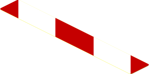 Sticker  0.8 x  5.5 Red/White Diagonal Stripes Left Up