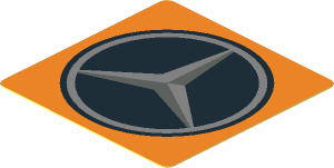 Sticker  1.8 x  1.8 Mercedes-Benz Logo on Orange