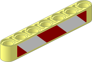 Technic Beam 7 with Red/White Diagonal Stripes Left Up Sticker