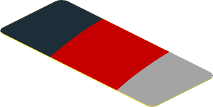 Sticker  0.8 x  1.9 with Black, Grey and Red Stripes on White Background Right