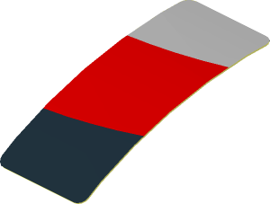 Sticker  0.8 x  1.9 with Black, Grey and Red Stripes on White Background Right (Formed)