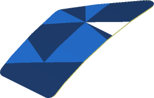 Sticker  0.8 x  1.7 with Light Blue Triangles on Blue Background Left (Formed)