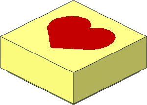 Tile  1 x  1 with Red Heart Pattern