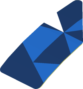 Sticker  0.8 x  1.7 with Light Blue and White Triangles on Blue Background Right (Formed)