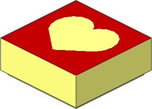 Tile  1 x  1 with Inverse Red Heart Pattern