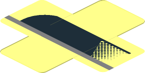 Sticker  0.8 x  1.9 with Black Air Vent on Transparent Background Right