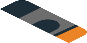 ~Sticker  0.8 x  1.9 with Black Air Vent on Grey Stripe on Black and Orange Background Right - First Face