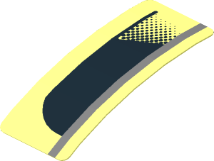 Sticker  0.8 x  1.9 with Black Air Vent on Transparent Background Right (Formed)