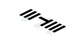 ~Sticker  0.8 x  1.9 with Black "PORSCHE ELLIGENT ORMANCE" on Black Halftone Stripes on White Background - Sixth Face
