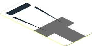Sticker  0.8 x  1.9 with Dark Grey Lines and Black Air Vent on White Background