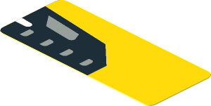 Sticker  0.8 x  1.9 with Black Headlamp on Yellow Background Left