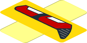 Sticker  0.8 x  1.9 with Red and White Taillamp on Yellow Background Right