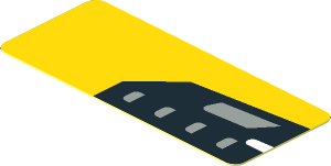 Sticker  0.8 x  1.9 with Black Headlamp on Yellow Background Right