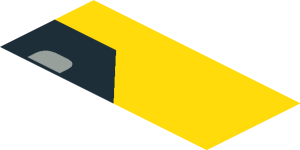 ~Sticker  0.8 x  1.9 with Black Headlamp on Yellow Face Right - Upper Section 3