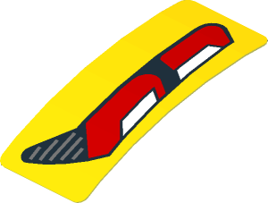 Sticker  0.8 x  1.9 with Red and White Taillamp on Yellow Background Right (Formed)