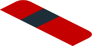 ~Sticker  0.8 x  1.9 with Black Arc on Red Background Left - First Face