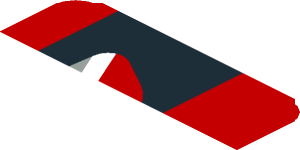 ~Sticker  0.8 x  1.9 with Black Arc on Red Background Right - First Face