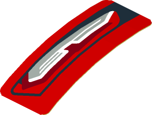 Sticker  0.8 x  1.9 with Taillamp on Red Background Right (Formed) (Needs work)