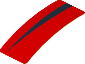Sticker  0.8 x  1.9 with Black Arc on Red Background Left (Formed)