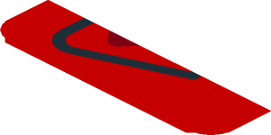 ~Sticker  0.8 x  1.9 with Black Arc on Red Background Right - Sixth Face